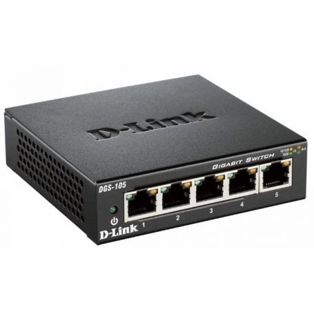 D-link 5-Port 10 100 1000Mbps Gigabit Switch - Metal Housing - IGMP Snooping (IPTV) - DGS-105 E