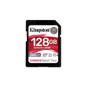 Kingston 128GB Canvas React Plus SDXC UHS-II 280R 100W U3 V60 for Full HD 4K  - SDR2V6 128GB