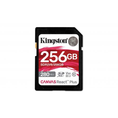 Kingston 256GB Canvas React Plus SDXC UHS-II 280R 150W U3 V60 for Full HD 4K  - SDR2V6 256GB