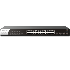 Draytek Switch Gigabit PoE+ VigorSwitch P1281x - Gestão Layer 2 - 24 Portas Giga PoE+ RJ-45 com 4 Portas 10G SFP+. Inclui Rack Mount Bracket.