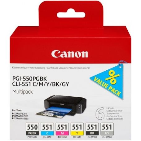 Canon PGI-550/CLI-551 PGBK/C/M/Y/BK/GY Multi Pack - 6496B005