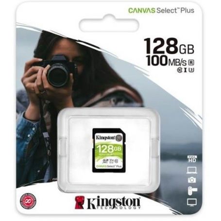 Kingston SD Card XC 128GB Canvas Select Plus 100R C10 UHS-I U3 V30 - SDS2/128GB