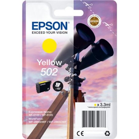 Epson Singlepack Yellow 502 Ink - XP5100, XP5105, WF-2860DWF, WF-2865DWF - C13T02V44020