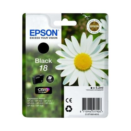 Epson Tinteiro Preto Série 18 Margarida Tinta Claria Home (c/alarme RF+AM) - C13T18014022