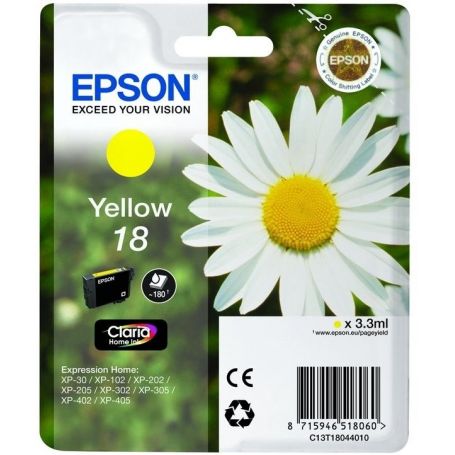 Epson Tinteiro Amarelo Série 18 Margarida Tinta Claria Home (c/alarme RF+AM) - C13T18044022