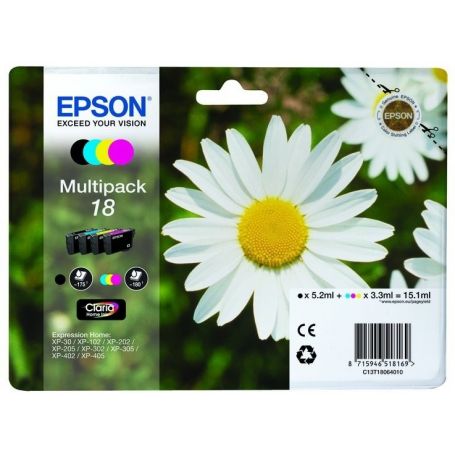 Epson Multipack 4 cores Série 18 Margarida Tinta Claria Home (c/alarme RF+AM) - C13T18064022