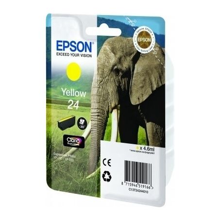 Epson Tinteiro Amarelo Série 24 Elefante Tinta Claria Photo HD (c/alarme RF+AM) - C13T24244022