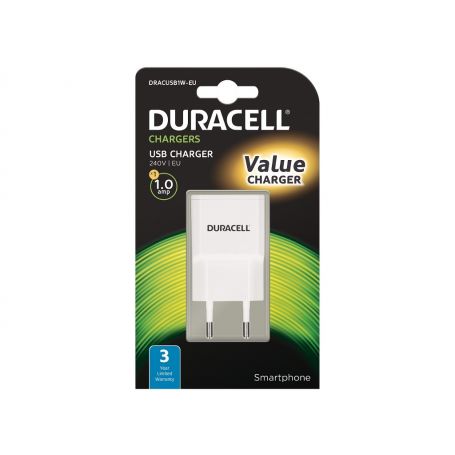 Power Charger Europe - Duracell 1A USB Smartphone Wall Charger DRACUSB1W-EU