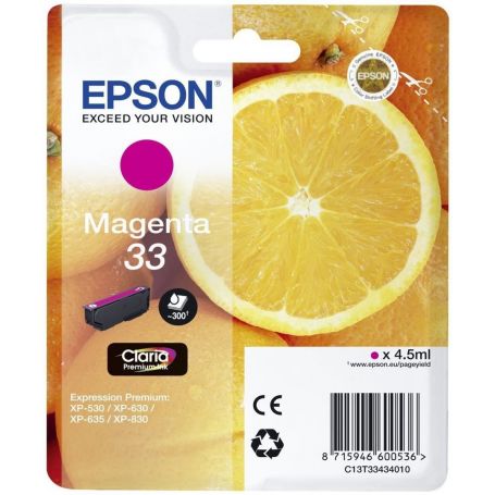 Epson Singlepack Magenta 33 Claria Premium Ink - C13T33434022