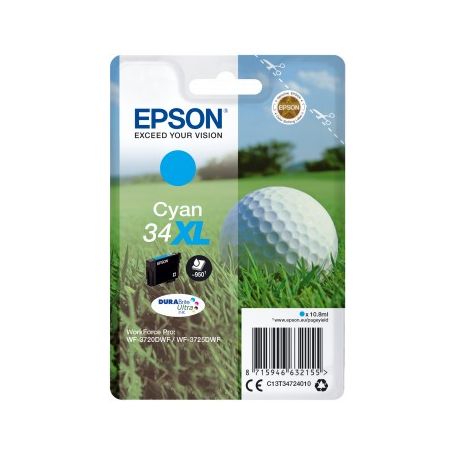 Epson Singlepack Cyan 34XL DURABrite Ultra Ink - C13T34724010