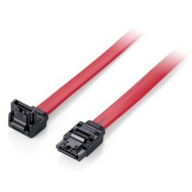 Equip Flat cable SATA 6GBPS, 1,0M W. metal latch, com 1 x angled plug - 111903