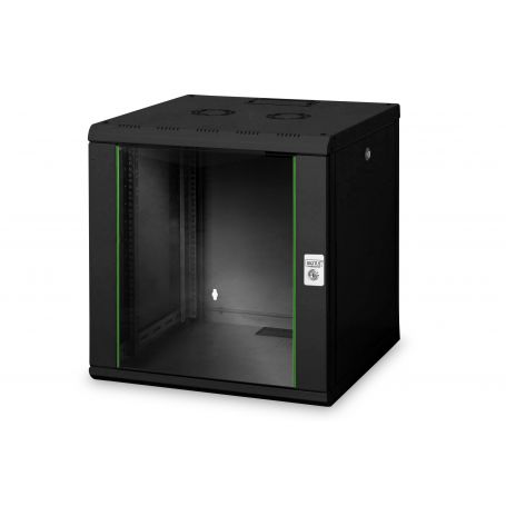 12U wall mounting cabinet, Unique 643x600x600 mm, color black (RAL 9005)