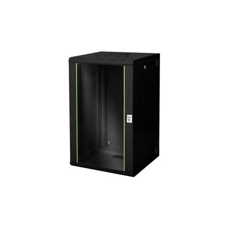 20U wall mounting cabinet, Unique, 998x600x600 mm double sectioned, pivotable, black (RAL 9005) color black (RAL 9005)