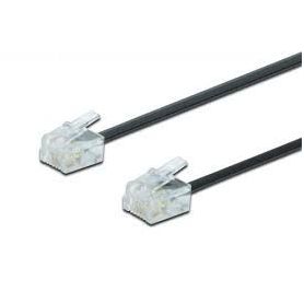 UAE connection cable, RJ11 3.00m, CU, 4x7x0,12mm, unshielded, M/M, Flat cable, black