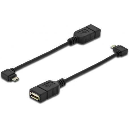 USB 2.0 adpter cable, OTG, type micro B - A M/F, 0.15m, USB 2.0 conform, right angle, bl