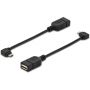 USB 2.0 adpter cable, OTG, type micro B - A M/F, 0.15m, USB 2.0 conform, right angle, bl