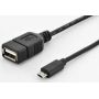 USB 2.0 adapter cable, OTG, type micro B - A M/F, 0.3m, High Speed, micro B reversible, bl