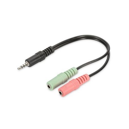 Headset adap. cab.,TRRS 3.5mm(4pin)-2xstereo 3.5mm M/F/F, 0.2m, bl