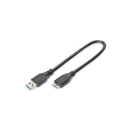 USB 3.0 connection cable, USB A - Micro USB B M/M, 0.25m, USB 3.0 conform, UL, bl