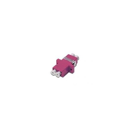 FO coupler, duplex, LC to LC, MM, color violet ceramic sleeve, polymer housing, incl. screws incl. fixing material