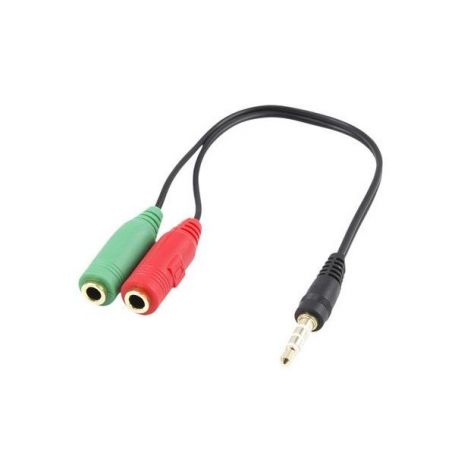 EWENT Cabo Adaptador Aúdio, 1x 3.5 mm AUX 4-pin M - 2x 3.5 mm AUX 3-pin F - EC1640