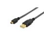 USB 2.0 connection cable, type A - mini B (5pin) M/M, 3.0m, USB 2.0 conform, cotton, gold, bl