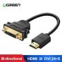 HDMI adapter, type A - DVI-I(24+5) M/F, Full HD, bl, gold