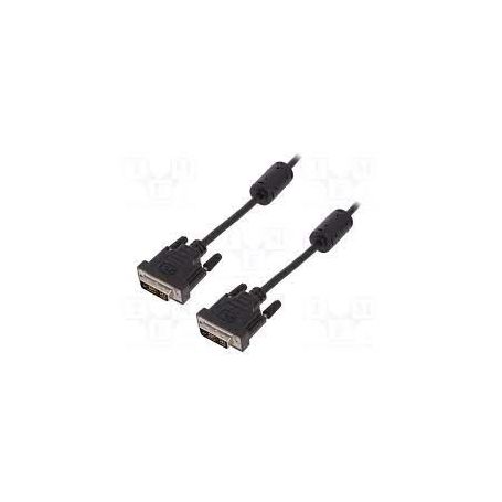 DVI connection cable, DVI(18+1), 2x ferrit M/M, 2.0m, DVI-D Single Link, bl