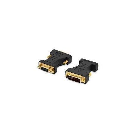 DVI adapter, DVI(24+5) - HD15 M/F, DVI-I dual link, bl, gold