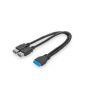 USB 3.0 Y-adapter cable, 2x type A - 20-Pin IDC F/F/F, 0.3m, Super Speed, bl