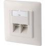 DIGITUS CAT 5e wall outlet, shielded 2x RJ45, 8P8C, LSA, color pure white, flush mount