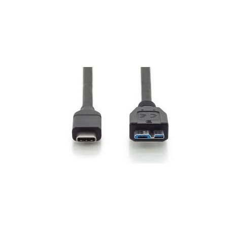 USB Type-C connection cable, type C to micro B M/M, 1.0m, full featured, Gen2, 3A, 10GB, 3.1 Version, CE, bl