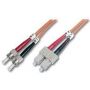 FO patch cord, duplex, ST to SC MM OM1 62.5/125 u, 1 m Length 1m