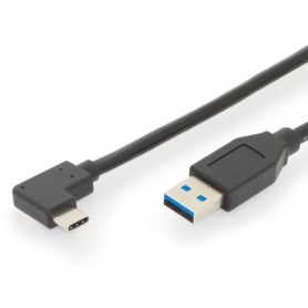 USB 3.1 connection cable, C 90ø angled to A M/M, 1.0m, full featured, Gen2, 3A, 10GB CE, bl