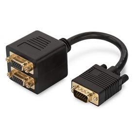 VGA Monitor Y-splitter cable, HD15 - 2xHD15 M/F, 0.2m, passiv, gold, bl