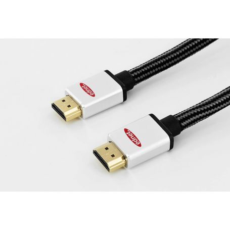 HDMI High Speed connection cable, type A M/M, 2.0m, w/Ethernet, Ultra-HD, cotton, gold, si/bl