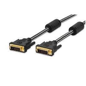 DVI connection cable, DVI(24+1), 2x ferrit M/M, 2.0m, DVI-D Dual Link, cotton, gold, bl