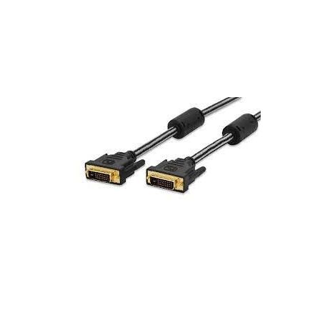 DVI connection cable, DVI(24+1), 2x ferrit M/M, 2.0m, DVI-D Dual Link, cotton, gold, bl