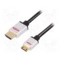 HDMI High Speed connection cable, type C - type A M/M, 2.0m, Full HD, cotton, gold, si/bl