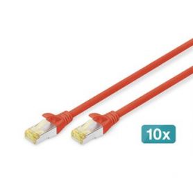 CAT 6 S-FTP patch cable, Cu, LSZH AWG 27/7, length 0.25 m, 10 pieces, color red