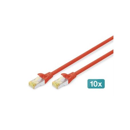 CAT 6 S-FTP patch cable, Cu, LSZH AWG 27/7, length 0.25 m, 10 pieces, color red