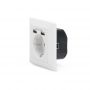 Safety Wall Outlet, 2x USB, USB output total. 5V 2.1A, Input. AC 250V 50Hz, RAL 9003 white