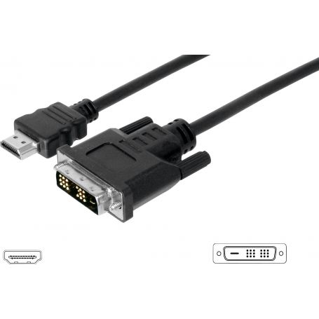 HDMI adapter cable, type A-DVI(18+1) M/M, 10.0m, Full HD, bl