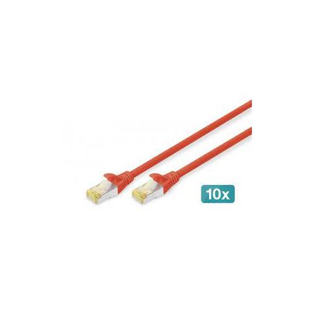 CAT 6 S-FTP patch cable, Cu, LSZH AWG 27/7, length 0.5 m, 10 pieces, color red