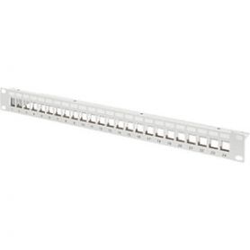 Modular Patch Panel, shielded 24-port, Blank, 1U, Rack Mount, color grey transp. label field