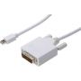 DisplayPort adapter cable, mini DP - DVI(24+1) M/M, 3.0m, DP 1.1a compatible, CE, wh