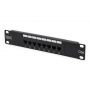 DIGITUS CAT 5e, Class D Patch Panel, unshielded 8-port RJ45, 8P8C, LSA, 1U, 254 mm(10')Rack Mount color black RAL 9005