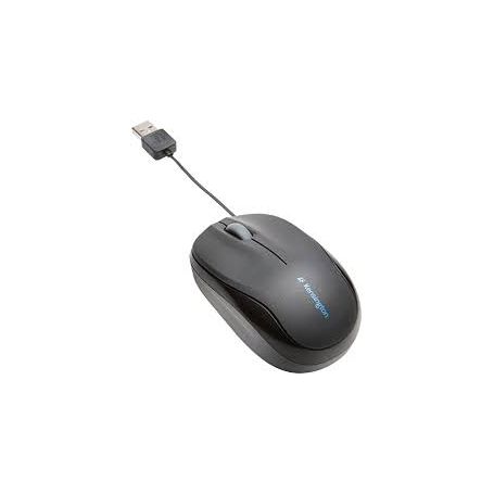 Kensington Pro Fit Retractable Mobile - Rato - óptico - 3 botões - com cabo - USB - preto