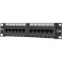 DIGITUS CAT 5e, Class D patch panel, unshielded 12-port RJ45, 8P8C, LSA, 1U, 254 mm(10')Rack Mount color black RAL 9005