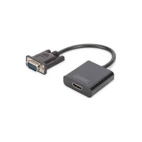 VGA to HDMI Converter + Audio (3.5mm) Full HD (1080p), cable type (15 cm), black